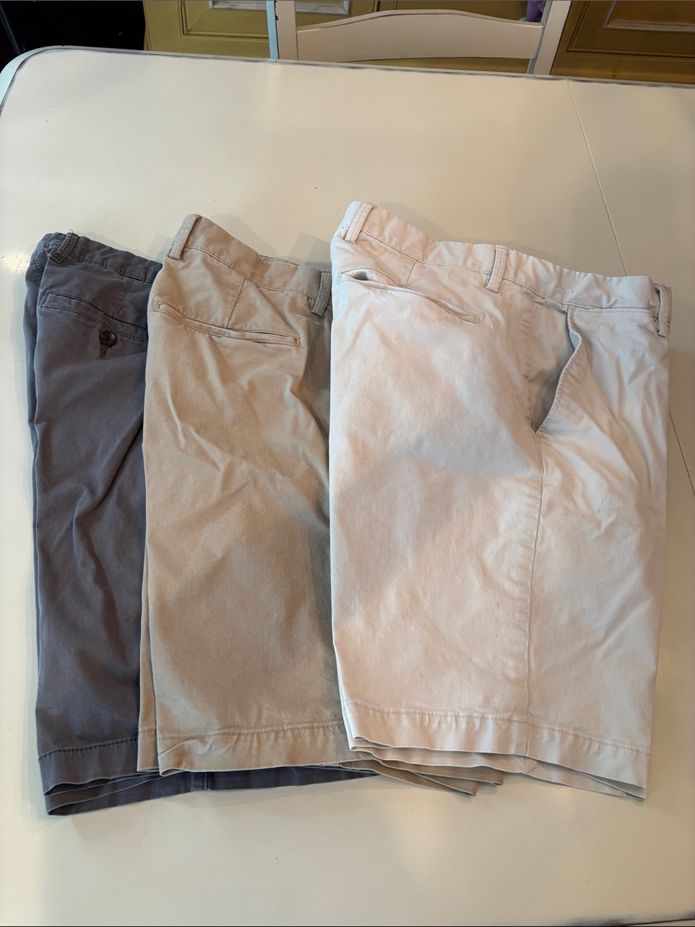 Men's Casual Cotton Shorts in Light Beige, Khaki & Gray